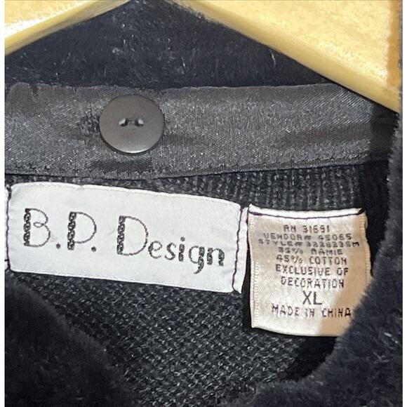 BP Design Knit Holiday Sweater Womens XL Cardigan Poinsettia Embroidered Beaded - Picture 10 of 12